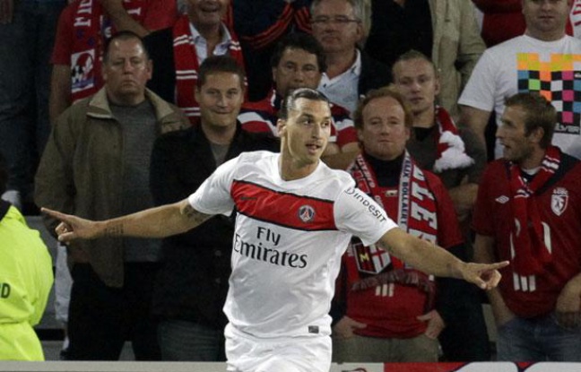 Zlatan Ibrahimovic célèbre son but face au Losc, au Grand Stade de Lille, le 2 septembre 2012. Zlatan Ibrahimovic célèbre son but face au Losc, au Grand Stade de Lille, le 2 septembre 2012.
