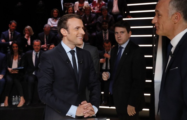 Emmanuel Macron lors du premier débat télévisé sur TF1. Emmanuel Macron lors du premier débat télévisé sur TF1.