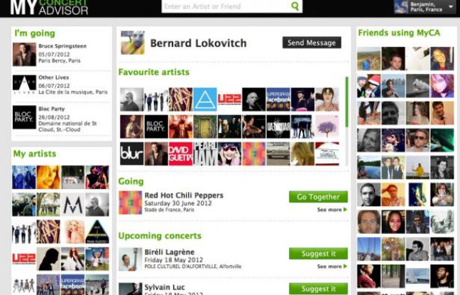 Page d'un utilisateur sur MyConcertAdvisor. Page d'un utilisateur sur MyConcertAdvisor.
