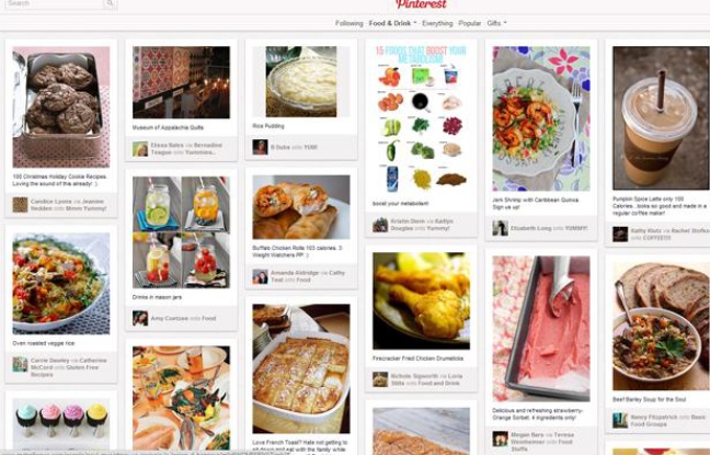 Capture d'écran du site de partage de photos Pinterest. Capture d'écran du site de partage de photos Pinterest.