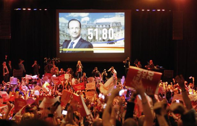 Annonce des résultats au QG du vainqueur, François Hollande. Annonce des résultats au QG du vainqueur, François Hollande.