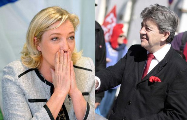 Montage photo: Marine Le Pen et Jean-Luc Mélenchon, le 25 mai 2012. Montage photo: Marine Le Pen et Jean-Luc Mélenchon, le 25 mai 2012.