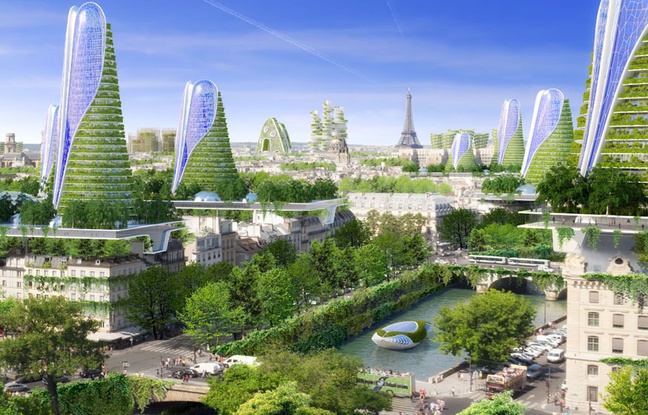 Vue panoramique de ce qu'imaginent l'architecte Vincent Callebaut et les ingénieurs de Setec bâtiment pour Paris en 2050. Vue panoramique de ce qu'imaginent l'architecte Vincent Callebaut et les ingénieurs de Setec bâtiment pour Paris en 2050.