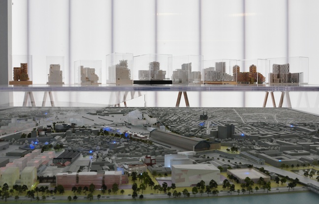 Les neuf maquettes du projet de tour à ossature en bois, visibles à la Maison du projet de Bordeaux Euratlantique Les neuf maquettes du projet de tour à ossature en bois, visibles à la Maison du projet de Bordeaux Euratlantique