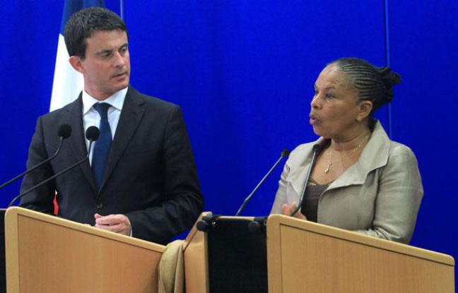 Les ministres de l'Intérieur et de la Justice Manuel Valls et Christiane Taubira, le 15 novembre 2012 en Corse. Les ministres de l'Intérieur et de la Justice Manuel Valls et Christiane Taubira, le 15 novembre 2012 en Corse.