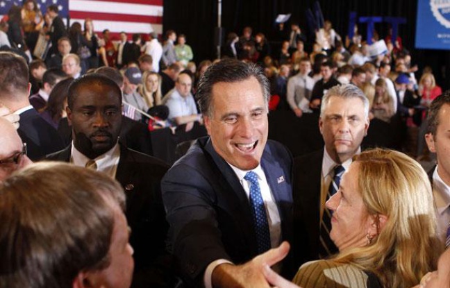 Mitt Romney à Boston avec ses sympathisants, après le Super Tuesday du 6 mars Mitt Romney à Boston avec ses sympathisants, après le Super Tuesday du 6 mars