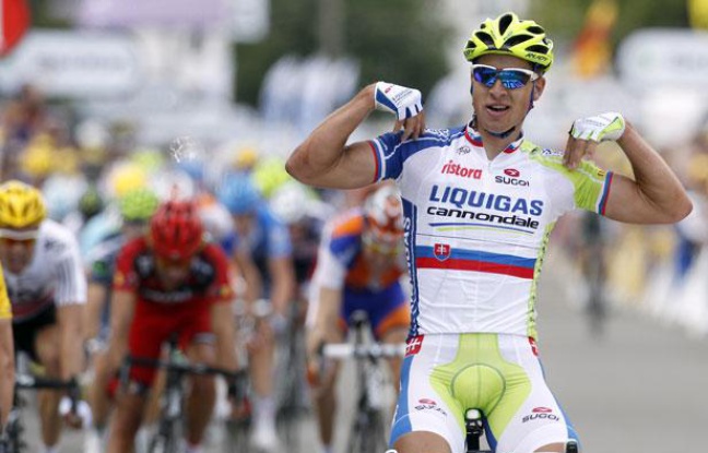 Le Slovaque Peter Sagan, lors de sa victoire sur la première étape du Tour de France, le 1er juillet 2012 à Seraing (Belgique). Le Slovaque Peter Sagan, lors de sa victoire sur la première étape du Tour de France, le 1er juillet 2012 à Seraing (Belgique).