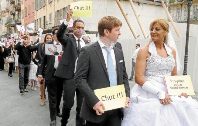 Une manif' en forme de « mariage silencieux » samedi à Nice. Une manif' en forme de « mariage silencieux » samedi à Nice.
