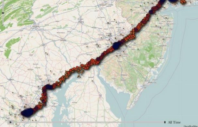Une carte générée par l'application iPhone tracker. Une carte générée par l'application iPhone tracker.