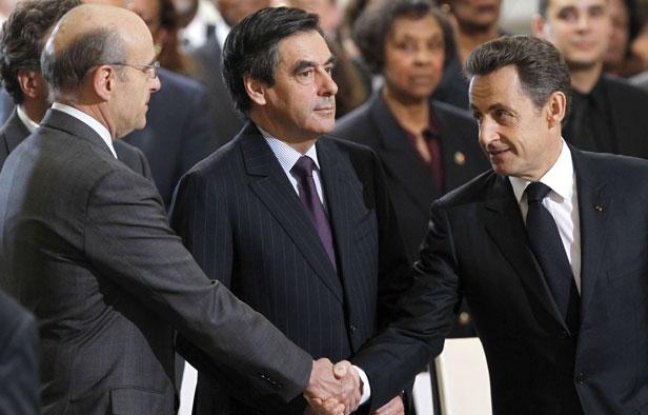 Alain Juppé, François Fillon et Nicolas Sarkozy lors de l'hommage à Aimé Césaire, le 6 avril 2011. Alain Juppé, François Fillon et Nicolas Sarkozy lors de l'hommage à Aimé Césaire, le 6 avril 2011.