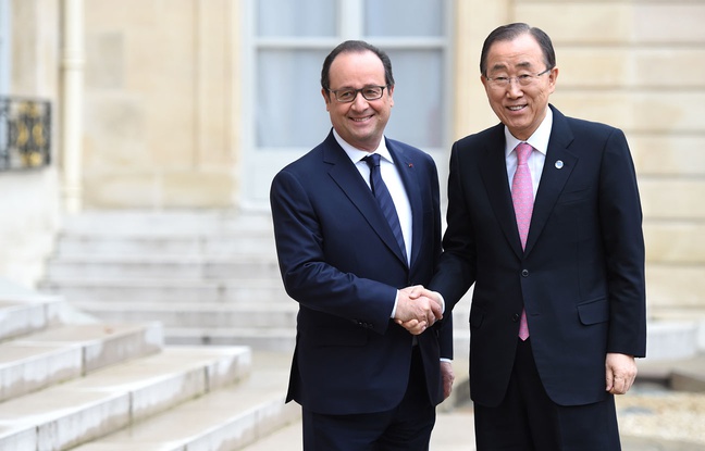 François Hollande et Ban Ki-moon à l'Elysée à la veille de l'ouverture de la COP21, le 29 novembre 2015. François Hollande et Ban Ki-moon à l'Elysée à la veille de l'ouverture de la COP21, le 29 novembre 2015.