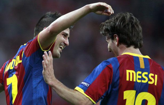 David Villa et Lionel Messi, le 28 mai 2011 à Londres. David Villa et Lionel Messi, le 28 mai 2011 à Londres.