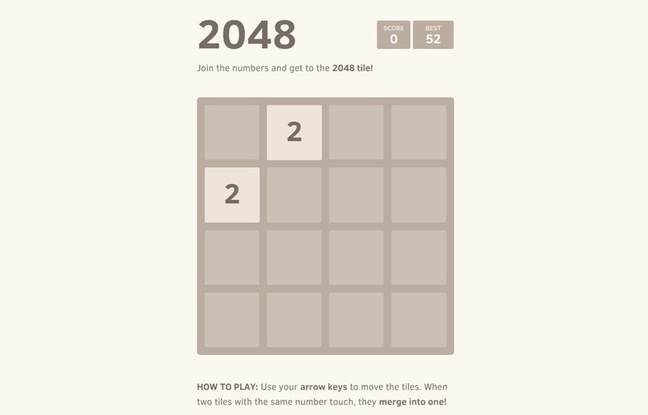 Le jeu 2048. Le jeu 2048.
