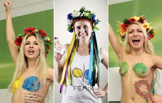 Alexandra Shevchenko (à gauche), Anna Hutsol (au centre) et Inna Shevchenko (à droite) sont trois membres permanents de mouvement féministe ukrainien Femen. Alexandra Shevchenko (à gauche), Anna Hutsol (au centre) et Inna Shevchenko (à droite) sont trois membres permanents de mouvement féministe ukrainien Femen.