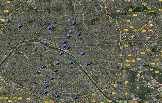 Google Map réalisée le 27 juin 2012, recensant des stations de bus, métro et RER franciliens offrant du wifi gratuit. Google Map réalisée le 27 juin 2012, recensant des stations de bus, métro et RER franciliens offrant du wifi gratuit.