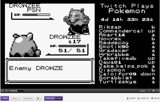 capture d'écran de "Twitch Plays Pokemon". capture d'écran de "Twitch Plays Pokemon".