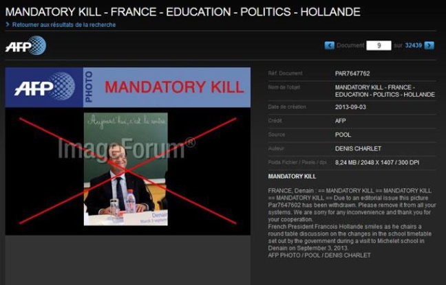 Capture d'écran du site de l'AFP photo, le 3 septembre 2013 Capture d'écran du site de l'AFP photo, le 3 septembre 2013