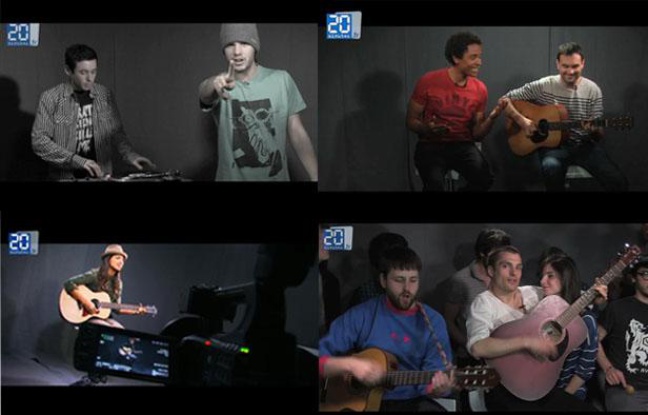 Orelsan, Stéphane Rizon («The Voice» 2012), Tal et François and the Atlas Moutain, dans le studio de 20 Minutes. Orelsan, Stéphane Rizon («The Voice» 2012), Tal et François and the Atlas Moutain, dans le studio de 20 Minutes.