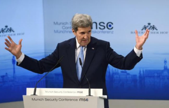 Le secrétaire d'Etat américain John Kerry à Munich, le 13 février 2016 Le secrétaire d'Etat américain John Kerry à Munich, le 13 février 2016