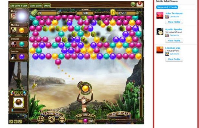 Bubble Safari, le nouveau jeu de Zynga. Bubble Safari, le nouveau jeu de Zynga.