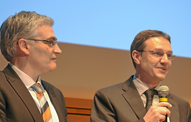 Patrick Tavaris et Pablo Oliver, lors de la remise du prix, jeudi au Corum. Patrick Tavaris et Pablo Oliver, lors de la remise du prix, jeudi au Corum.