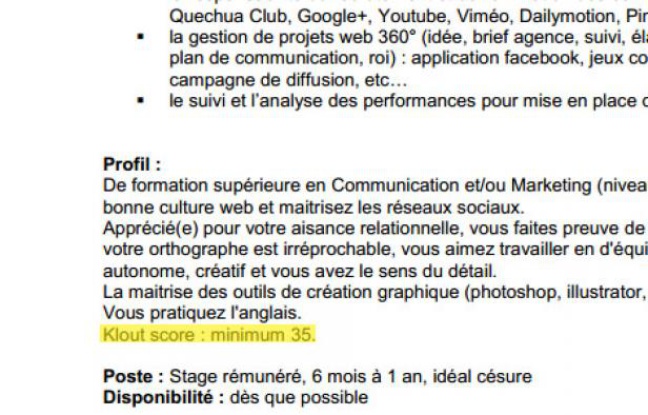 L'annonce de stage diffusée ce jeudi 16 août par Quechua. L'annonce de stage diffusée ce jeudi 16 août par Quechua.