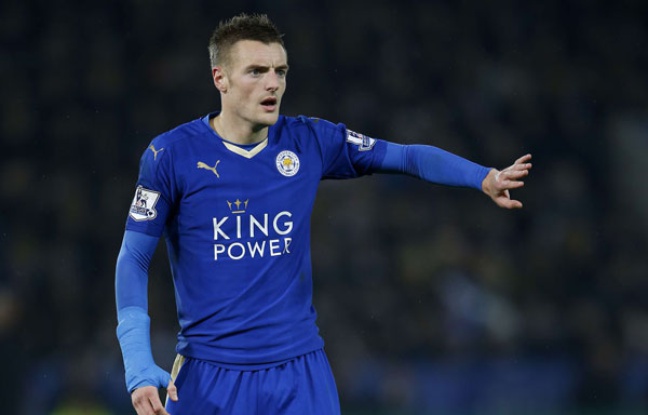 Jamie Vardy, le 14 décembre 2015 avec Leicester. Jamie Vardy, le 14 décembre 2015 avec Leicester.