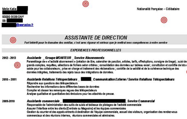 Le CV de Katia assistante de direction d crypt par Gilles Payet