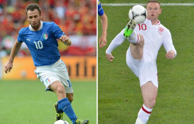 L'Italien antonio Cassano et l'Anglais Wayne Rooney, le 21 juin 2012. L'Italien antonio Cassano et l'Anglais Wayne Rooney, le 21 juin 2012.
