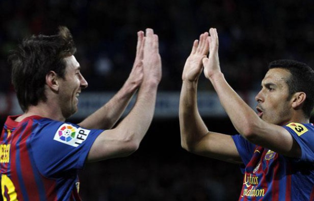Les Barcelonais Lionel Messi et Pedro, le 10 avril 2012, contre Getafe. Les Barcelonais Lionel Messi et Pedro, le 10 avril 2012, contre Getafe.