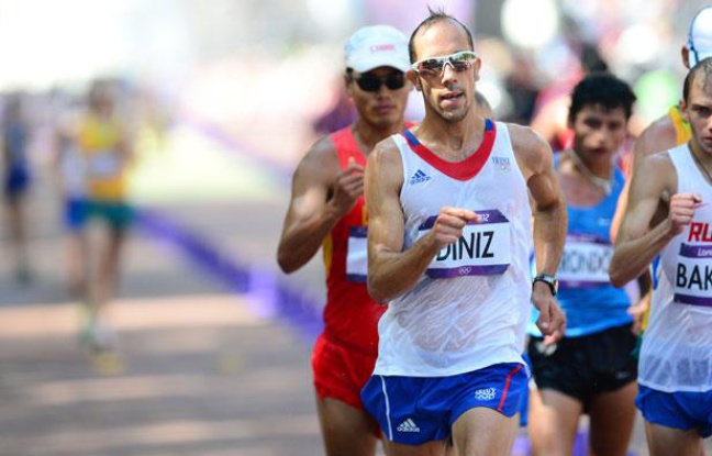 Le Français Yohann Diniz lors du 50km marche des JO de Londres, le 11 août 2012. Le Français Yohann Diniz lors du 50km marche des JO de Londres, le 11 août 2012.