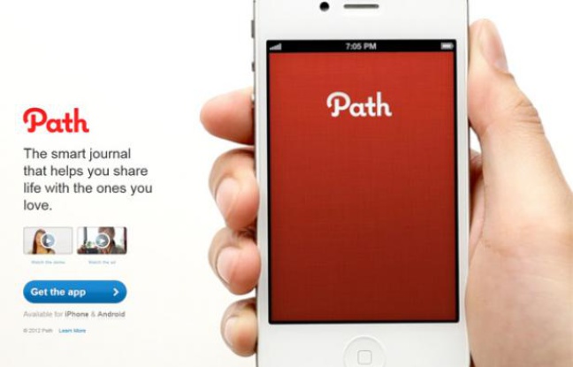 Page officielle de l'application Path. Page officielle de l'application Path.