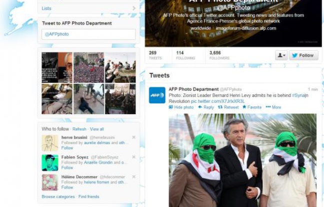 Le compte Twitter de l'AFP Photo a été piraté le 26 février 2013. Le compte Twitter de l'AFP Photo a été piraté le 26 février 2013.