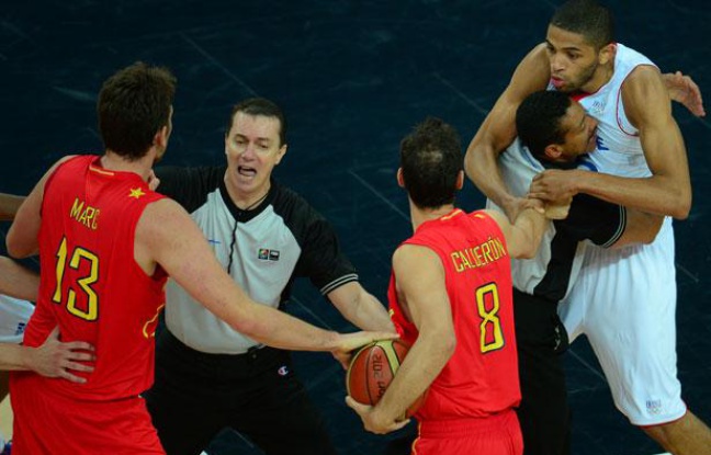 Nicolas Batum lors de la fin du quart de finale France-Espagne des JO, le 8 août 2012, à Londres. Nicolas Batum lors de la fin du quart de finale France-Espagne des JO, le 8 août 2012, à Londres.
