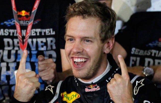 Le jeune Allemand Sebastian Vettel, champion du monde pour la deuxième fois avec son écurie Red Bull, après le Grand Prix du Japon, le 9 octobre 2011. Le jeune Allemand Sebastian Vettel, champion du monde pour la deuxième fois avec son écurie Red Bull, après le Grand Prix du Japon, le 9 octobre 2011.