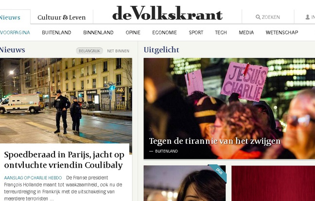 Capture d'écran du site http://www.volkskrant.nl/ Capture d'écran du site http://www.volkskrant.nl/