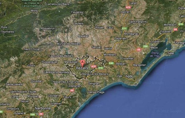 Vue Google Maps de la ville de Béziers (Hérault). Vue Google Maps de la ville de Béziers (Hérault).