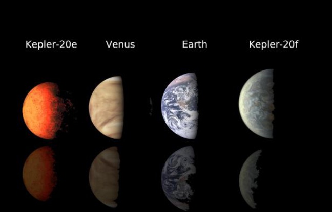 Kepler-20e et 20f, les deux premières exoplanètes d'une taille identique à celle de la Terre. Kepler-20e et 20f, les deux premières exoplanètes d'une taille identique à celle de la Terre.