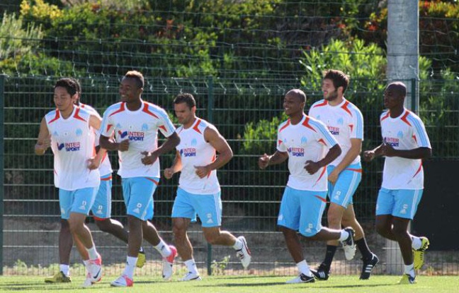 Les joueurs olympiens à l'entraînement, le 17 août 2012 à Marseille. Les joueurs olympiens à l'entraînement, le 17 août 2012 à Marseille.