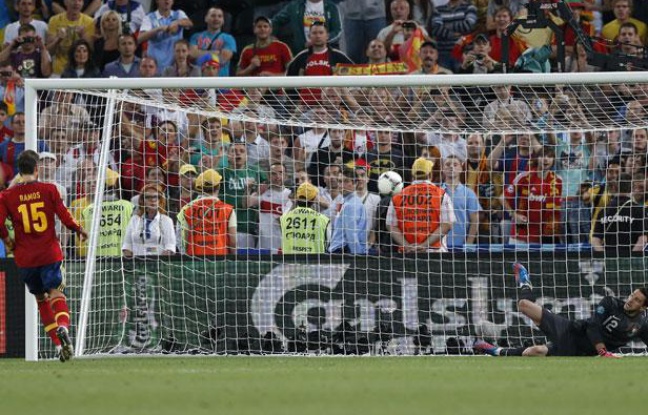 Sergio Ramos tire son penalty face au Portugal, le 26 juin 2012 Sergio Ramos tire son penalty face au Portugal, le 26 juin 2012