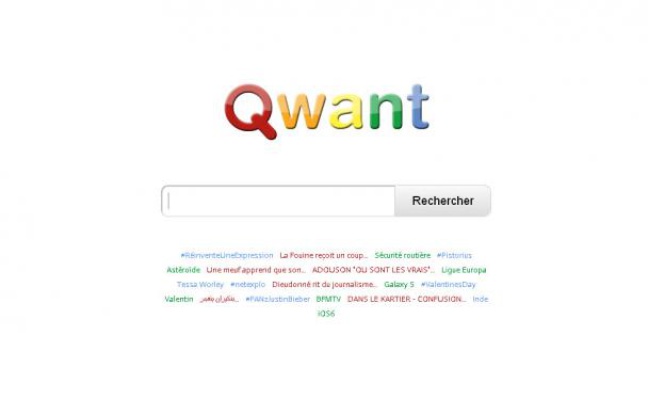 Qwant, un nouveau moteur de recherche français lancé le 13 février 2013. Qwant, un nouveau moteur de recherche français lancé le 13 février 2013.