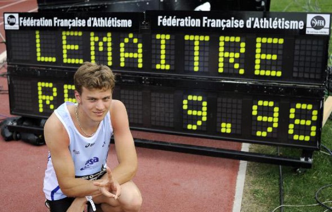 Le sprinteur Christophe Lemaitre, recordman de France du 100 mètres, le 9 juillet 2010 Le sprinteur Christophe Lemaitre, recordman de France du 100 mètres, le 9 juillet 2010