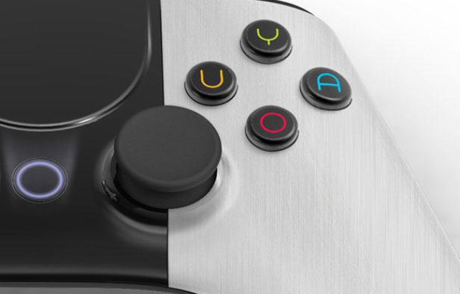 La manette prévue pour la console de jeu Ouya. La manette prévue pour la console de jeu Ouya.