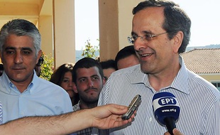 Antonis Samaras, président du parti Nouvelle Démocratie, le 17 juin 2012, à Pylos, en Grèce.