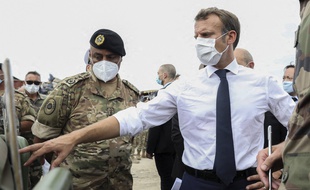 Emmanuel Macron à Beyrouth, au Liban, le 6 août 2020.