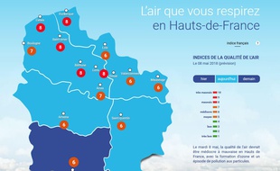 La carte d'Atmo, du mardi 8 mai 2018.