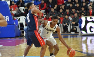 Théo Maledon ici en Argentin sous le maillot de l'équipe de France U17 en juillet face aux Etats-Unis.