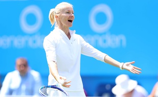 Jana Novotna lors d'un tournoi exhibition, le 25 juin 2016.