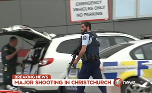 Image extraite d'un journal télévisé néo-zélandais, le 15 mars 2019, après des fusillades contre deux mosquées à Christchurch.