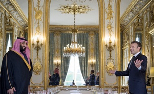 Emmanuel Macron et Mohammed ben Salmane, le 10 avril 2018 à l'Elysée.